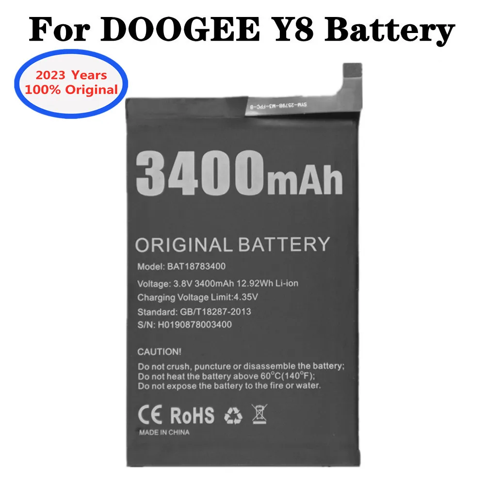 

2023 Years 100% Original 3400mAh BAT18783400 Replacement Battery For Doogee Y8 Phone High Quality Li-polymer Bateria Batteries