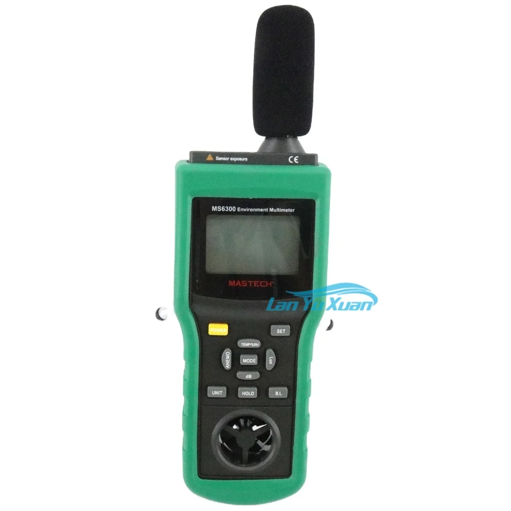 MS6300 Digital Environment Meter 6 Functions Temperature/Humidity/ Illumination/ Wind Speed/ Air flow/ Sound Level Measurements
MS6300 Digital Environment Meter 6 Functions Temperature/Humidity/ Illumination/ Wind Speed/ Air flow/ Sound Level Measurements