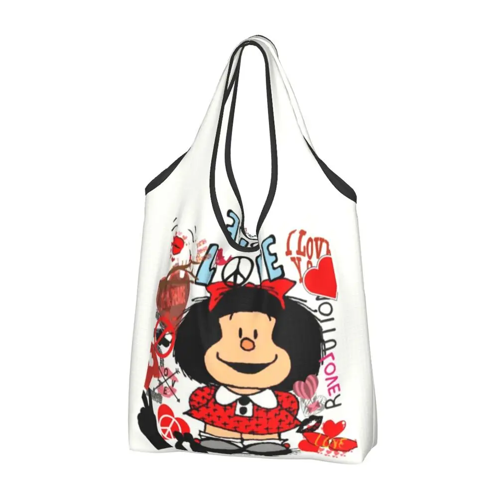Custom Vintage Mafalda Manga Grocery Shopping Bag 105 S712379136ed048c5ad5501f55406396em