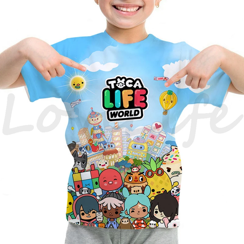 Футболка Toca Life World, Детская футболка с 3D рисунком из мультфильма, уличная одежда для подростков, детские летние топы, футболки для мальчиков и девочек
Футболка Toca Life World, Детская футболка с 3D рисунком из мультфильма, уличная одежда для подростков, детские летние топы, футболки для мальчиков и девочек