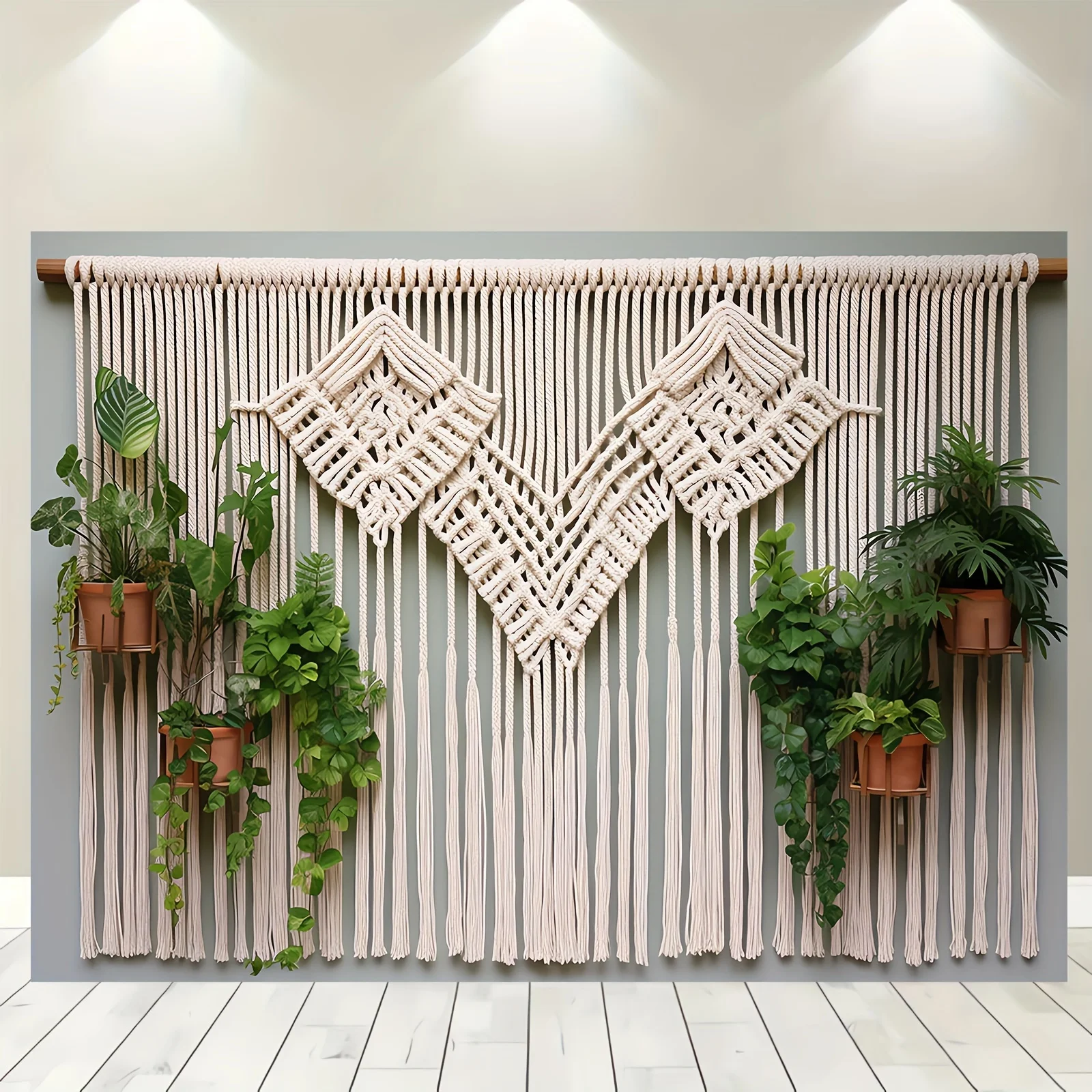 Handwoven Cotton Rope Wall Banner - Bohemian Fringe Wedding Decor 3 S7126fab0fcf84d069f2da1f7f3d8aa35C