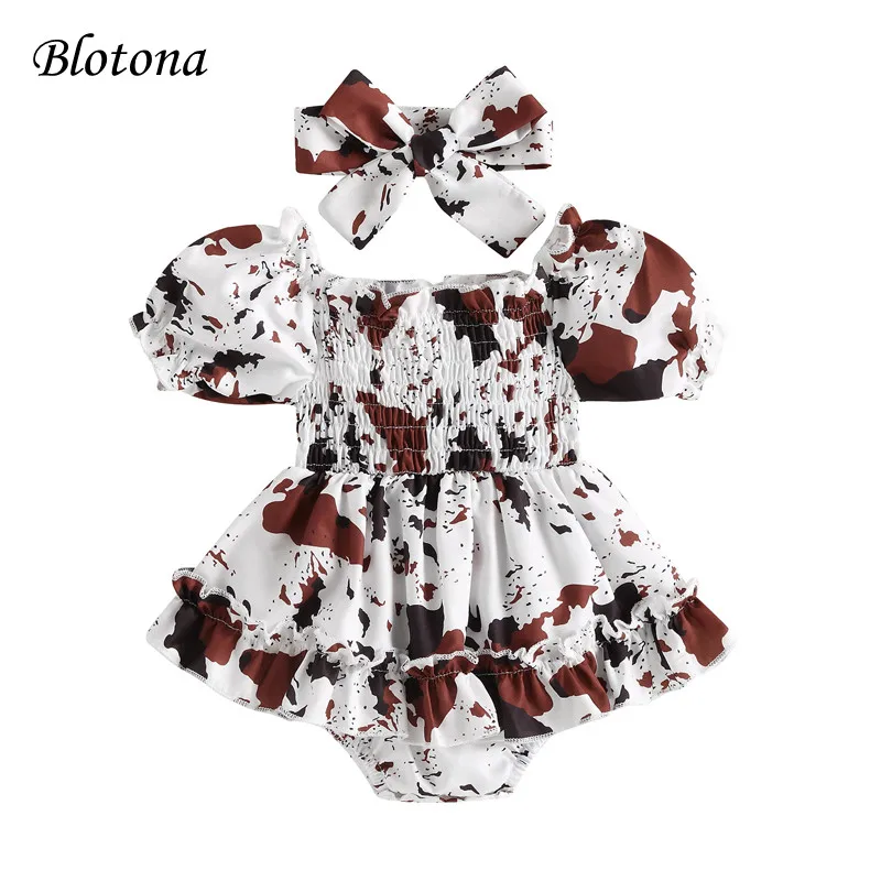 Blotona Baby Girls Romper Set, Short Sleeve Off-shoulder Spots Printed Dress with Headband for Toddlers 0-24Months
Blotona Baby Girls Romper Set, Short Sleeve Off-shoulder Spots Printed Dress with Headband for Toddlers 0-24Months