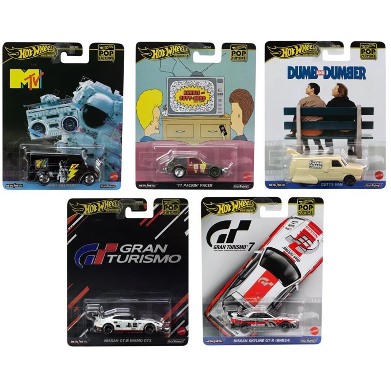 

Free Shipping Hot Wheels 5 Pack Premium Pop Culture Metal Car 1/64 HotWheels Diecast Toy Car Gift 1:64 nissan Skyline GT-R BNR34