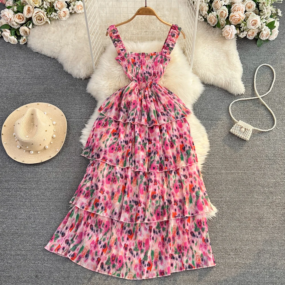 Retro Floral Print Off Shoulder Sleeveless Elegant Tiered Dress A-line High Waist Beach Vacation Sundress Women Summer Vestidos
Retro Floral Print Off Shoulder Sleeveless Elegant Tiered Dress A-line High Waist Beach Vacation Sundress Women Summer Vestidos