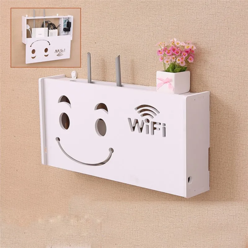 

Wireless Wifi Router Box Wood-Plastic Shelf Wall Hangings Bracket Cable Storage Large Size Home Wall Hanging Router Box