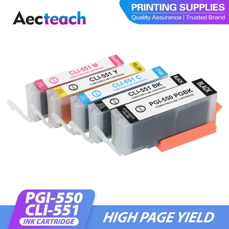 Aecteach new 5PCS PGI550 XL Compatible Canon CLI 551 PGI 550 Ink Cartridge For Pixma iP7250 iX6850 MG5550 MG5650 MG6450 MG6650
Aecteach new 5PCS PGI550 XL Compatible Canon CLI 551 PGI 550 Ink Cartridge For Pixma iP7250 iX6850 MG5550 MG5650 MG6450 MG6650