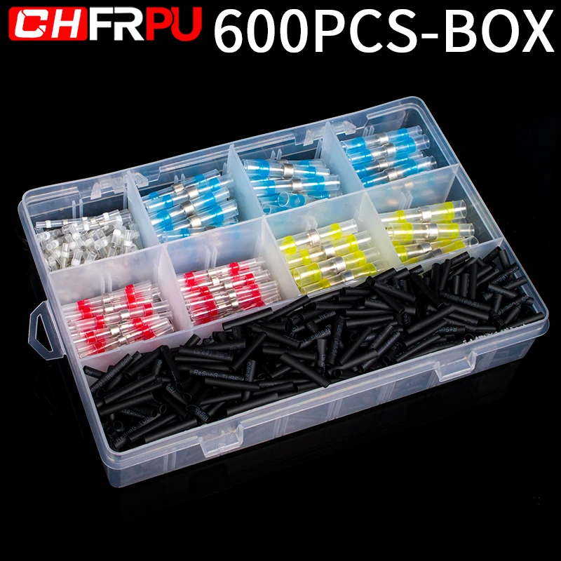 

600PCS-BOX Seal Waterproof welding heat shrinkable wire connector soldering sleeve wire terminal kit marine insulation
