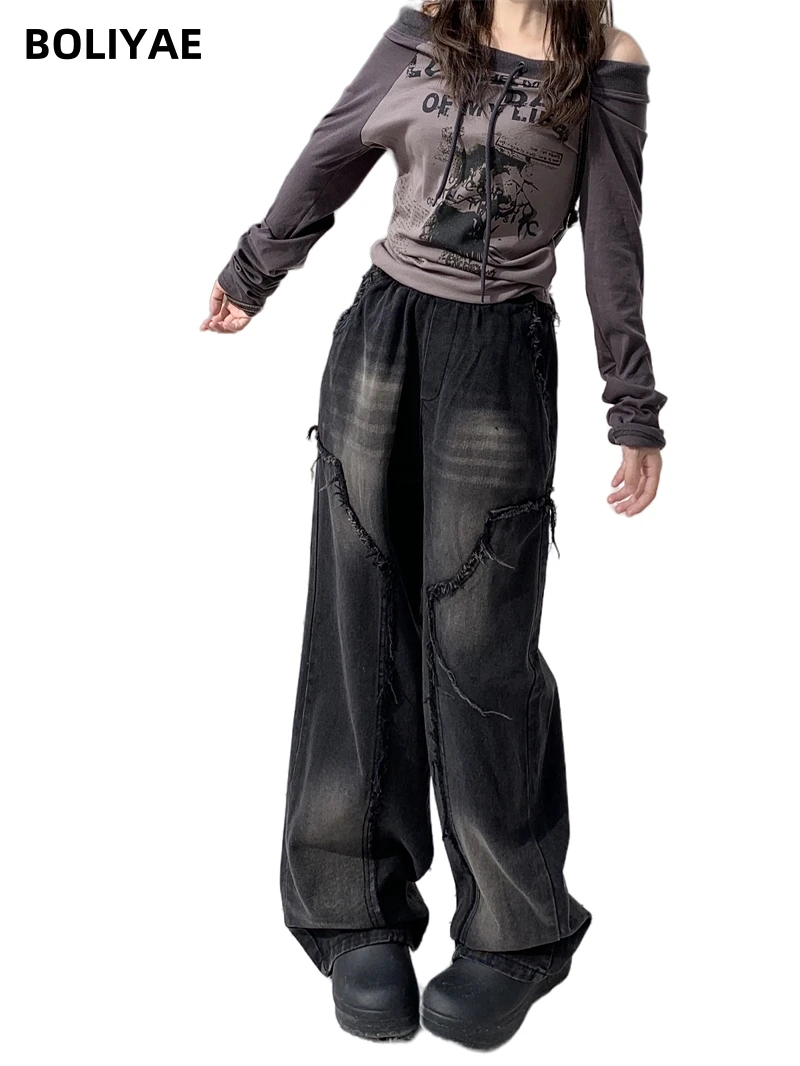 Boliyae Retro Baggy Jeans Women Black High Waist Loose Denim Pants Y2k Fashion Harajuku Streetwear Straight Wide Leg Trousers
Boliyae Retro Baggy Jeans Women Black High Waist Loose Denim Pants Y2k Fashion Harajuku Streetwear Straight Wide Leg Trousers