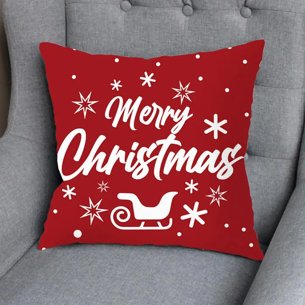 

Soft Pillowcase Washable Pillowcase Festive Winter Farmhouse Pillow Covers Santa Claus Snowflake Elk Print 45x45cm for Christmas