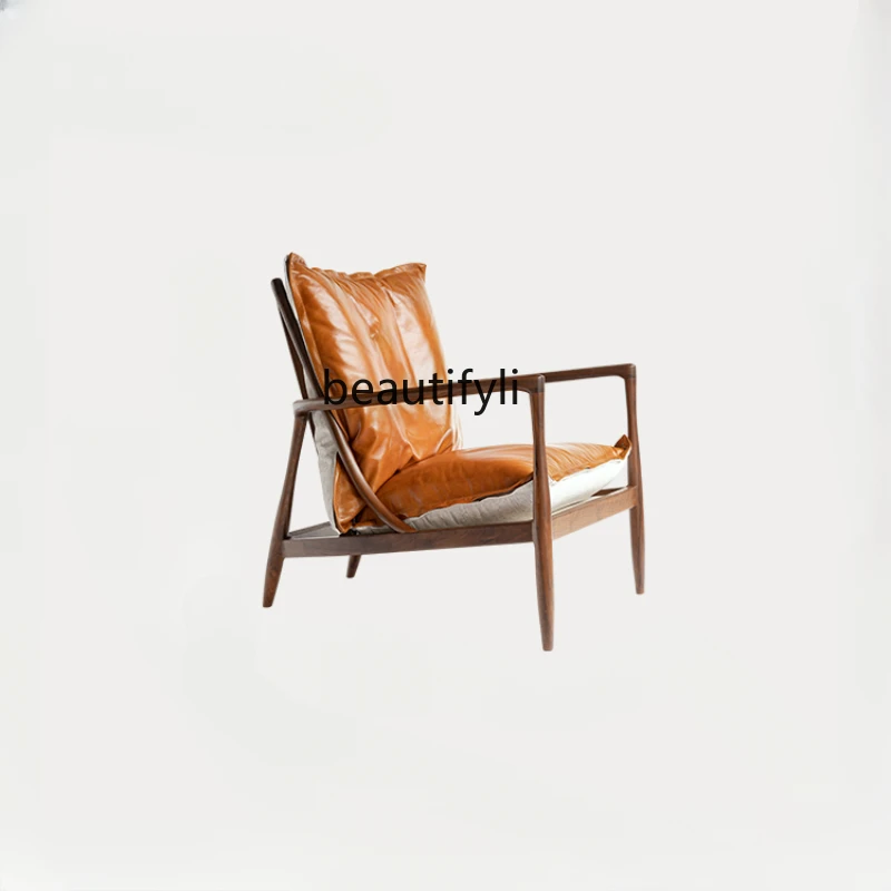 Nordic Light Luxury Single Armchair First Layer Cowhide Black Walnut Solid Wood Furniture Modern Couch
Nordic Light Luxury Single Armchair First Layer Cowhide Black Walnut Solid Wood Furniture Modern Couch