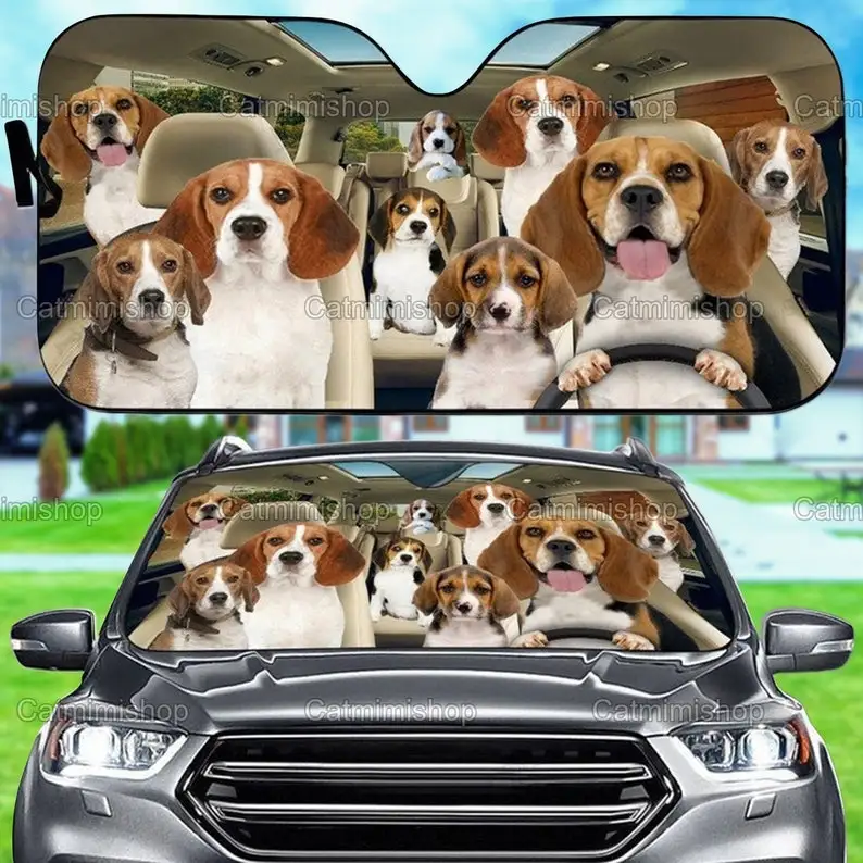 

Beagle Family Car Sun Shade, Beagle Car Decoration, Beagle Auto Sunshade, Car Windshield, Beagle Lover, Gifts For Him LNG182202A