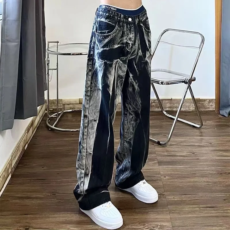 2022 Men's Streetwear Hip Hop Style Trousers Tie Color Washed Jeans American Retro Straight Pants Loose Fashion Casual Pants
2022 Men's Streetwear Hip Hop Style Trousers Tie Color Washed Jeans American Retro Straight Pants Loose Fashion Casual Pants