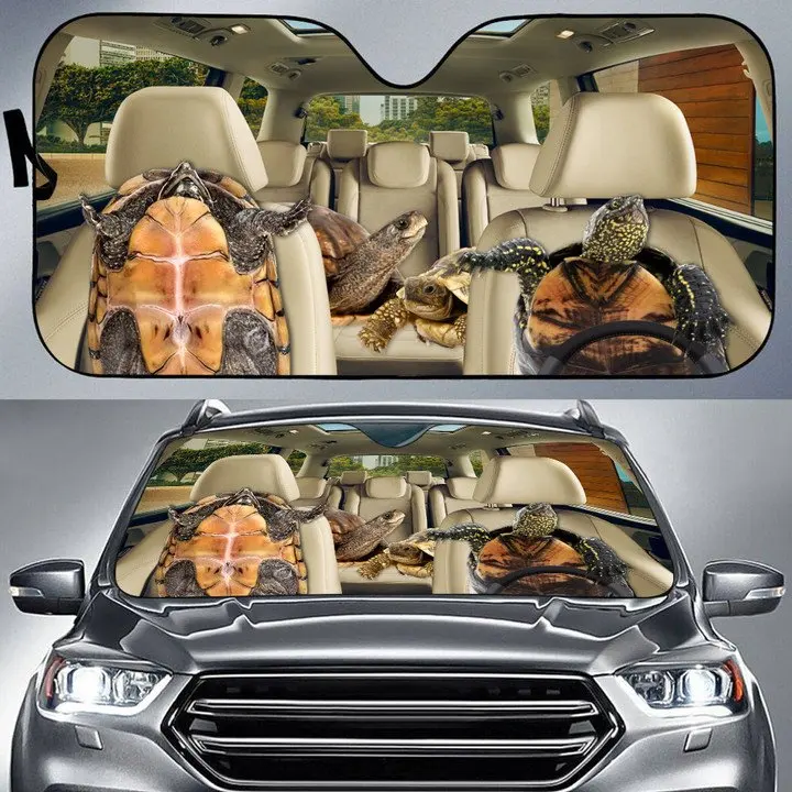 

Turtle Driving Car Funny Windshield Sun Shade for Truck SUV Automotive Car Sun Shade Windshield Covers Cute Animal Foldable