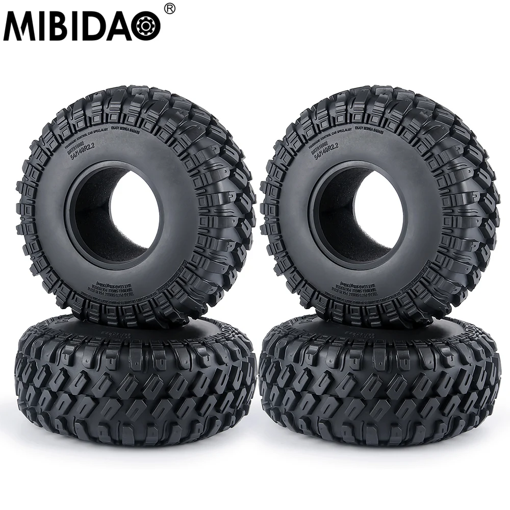 

MIBIDAO 4Pcs 140x58mm 2.2" Rubber Terrain Tyre Wheel Tires for 1/10 RC Rock Crawler Axial SCX10 90046 RR10 Wraith 90048