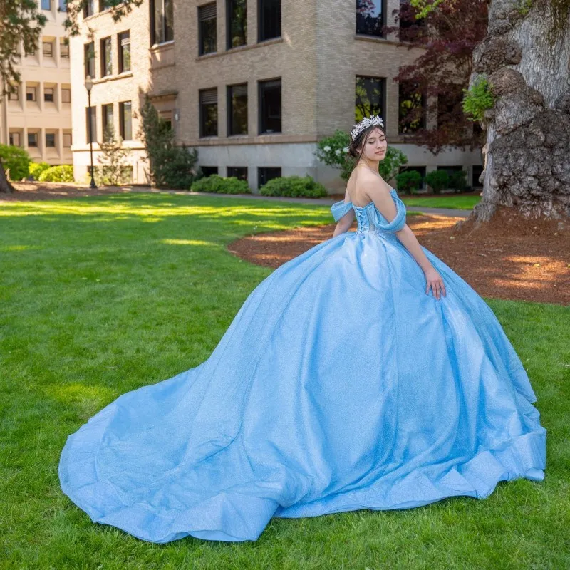 

Sky Blue Glittering Sexy Sweetheart Quinceanera Dresses Off Shoulder Beading Vestidos De 15 Anos Ball Gowns Women 2024