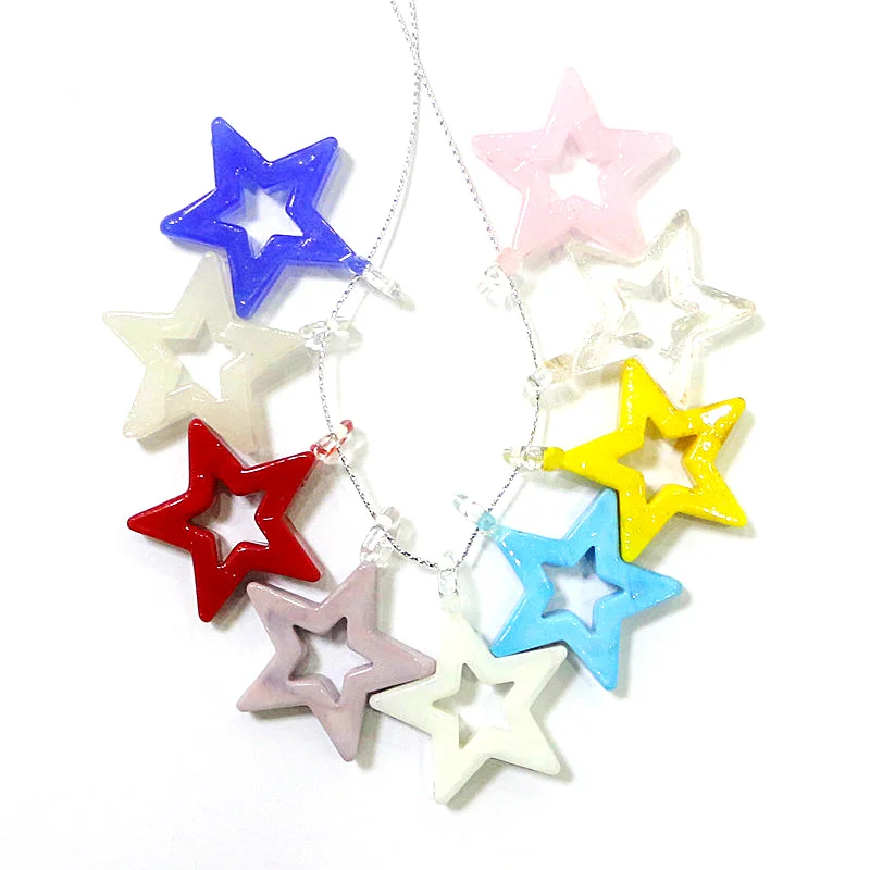 

5PCS Custom Colorful Glass Pentagram Pendants Cute Mini Five-Pointed Star Ornament Women DIY Jewelry Necklace Making Accessories