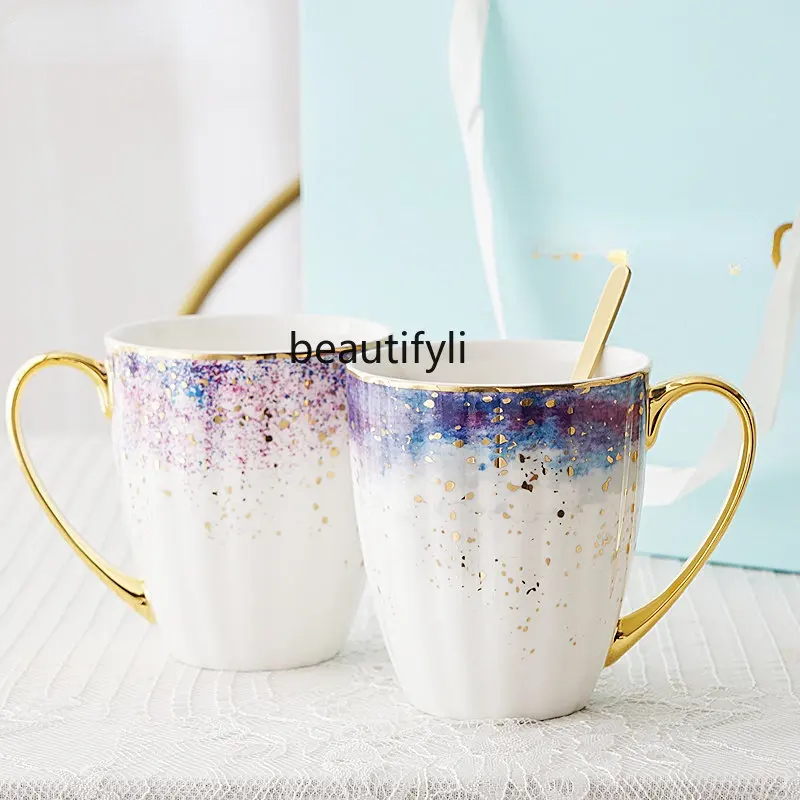 yj Light Luxury Exquisite Bone-China Cup Household Coffee Cup European Mug Water Cup Ceramic Cup with Spoon
yj Light Luxury Exquisite Bone-China Cup Household Coffee Cup European Mug Water Cup Ceramic Cup with Spoon
