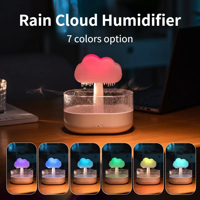 

2024 Colorful Rain Cloud Aroma Diffuser Electric Air Humidifier Usb Portable Essential Oil Diffuser Cool Mist Maker Fogger LED