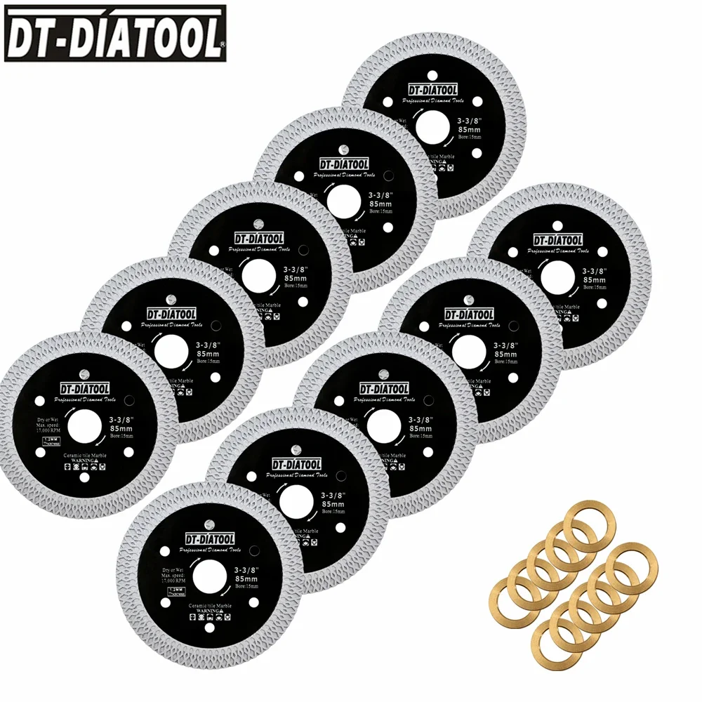 DT-Diatool Diamond Saw Blade for Cutting Ceramic Tile, Porcelain Tile, Marble and Granite Cutting Disc, 85mm X Mesh Turbo, 10PCs
DT-Diatool Diamond Saw Blade for Cutting Ceramic Tile, Porcelain Tile, Marble and Granite Cutting Disc, 85mm X Mesh Turbo, 10PCs