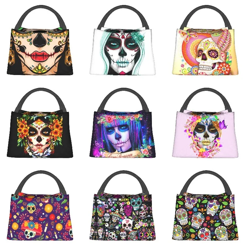 Sugar Skull Mexican Thermal Insulated Lunch Bags Day Of The Dead Portable Lunch Container for Outdoor Camping Meal Food Box
Sugar Skull Mexican Thermal Insulated Lunch Bags Day Of The Dead Portable Lunch Container for Outdoor Camping Meal Food Box