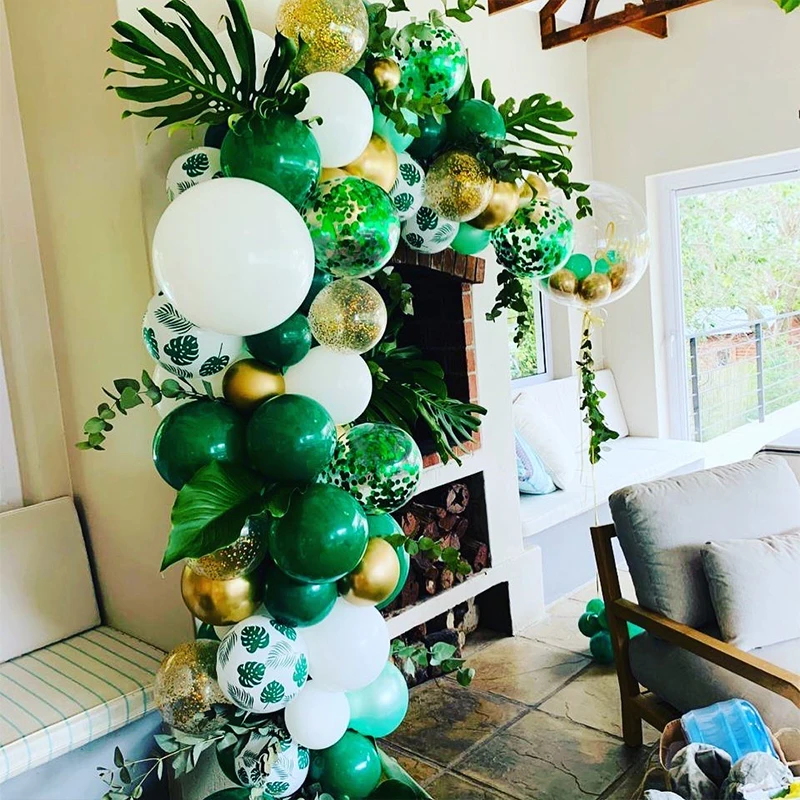 

15pcs Green Palm Leaf Latex Balloons Safari Jungle Party Wild One Birthday Party Decorations Hawaii Tropical Party Decor Balloon