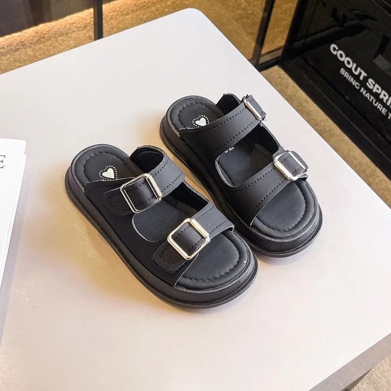 

Children's Slippers Summer Girls Causal Beach Slippers Fashion Open-toe Kids Home Bathroom Shoes Mules Thick Bottom Versatile