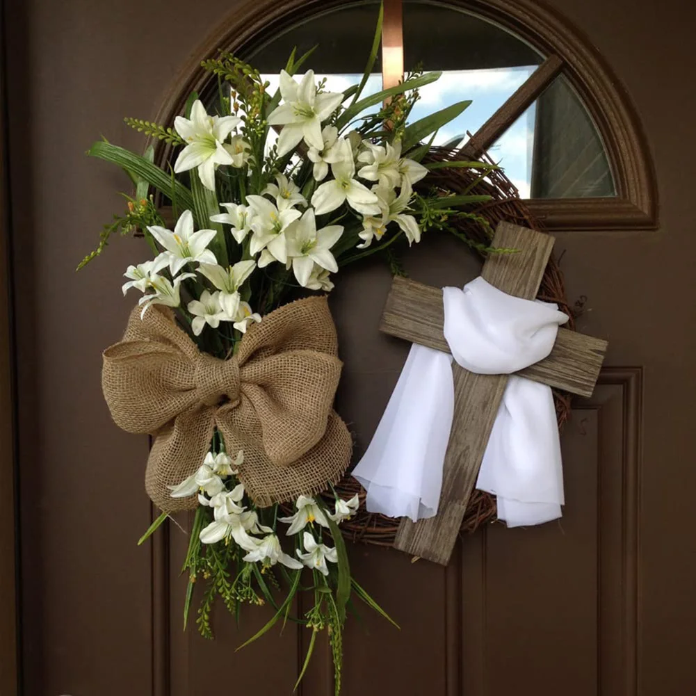 Easter Wreath With Cross Garland Simulation Plant Flower Link Day Decorations For Door Wall Window Garden Home Easter Ornament
Easter Wreath With Cross Garland Simulation Plant Flower Link Day Decorations For Door Wall Window Garden Home Easter Ornament