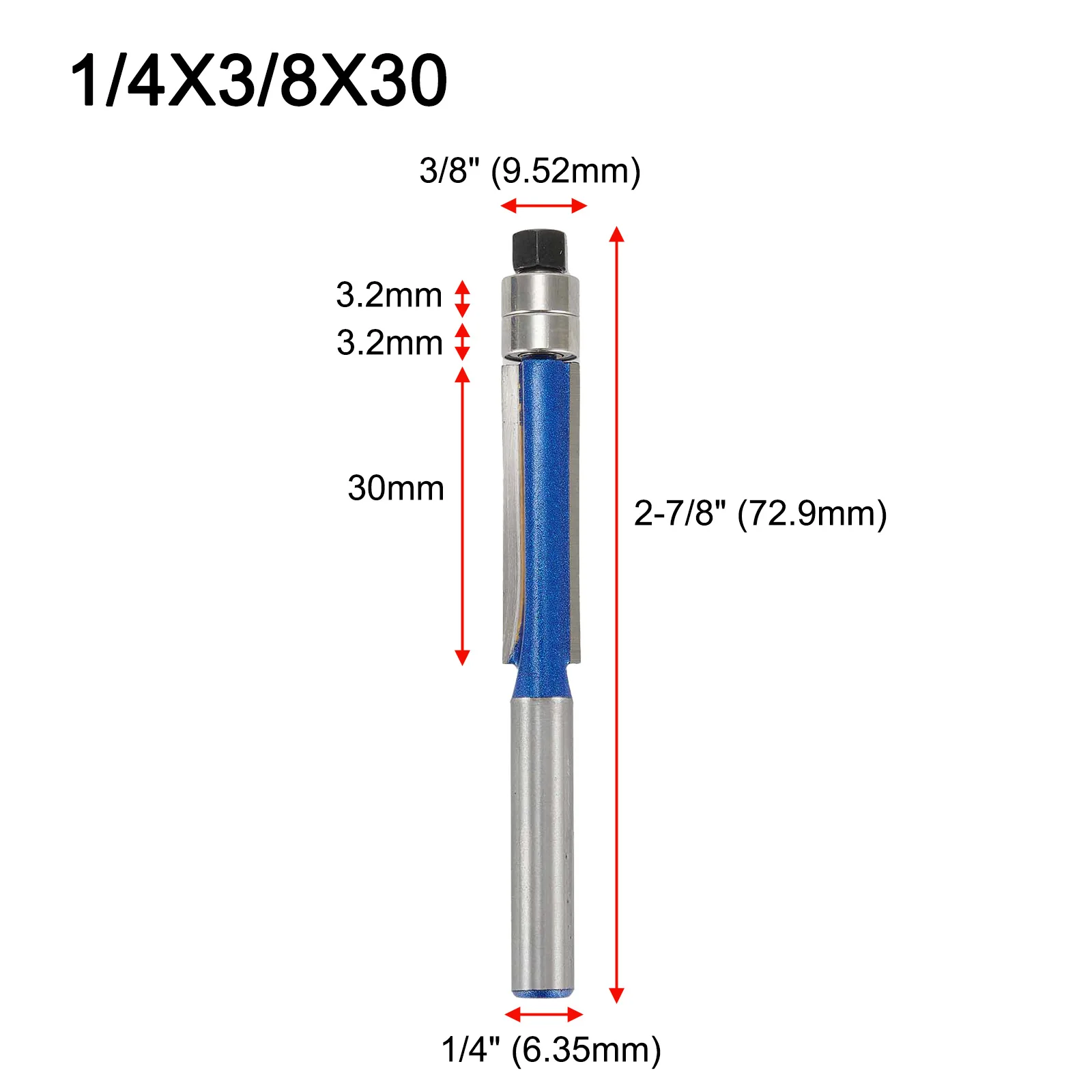 1/4 Shank Trim Router Bit 45# Steel YG6 Carbide Tip Milling Cutter W/ Bearing For Wood Template Plastic Metal Cutting
1/4 Shank Trim Router Bit 45# Steel YG6 Carbide Tip Milling Cutter W/ Bearing For Wood Template Plastic Metal Cutting