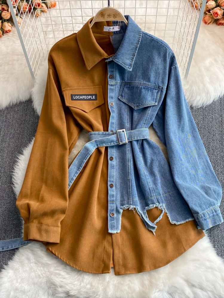 Denim splicing corduroy lapel dress 2023 autumn and winter new Korean version of waist slimming irregular medium length
Denim splicing corduroy lapel dress 2023 autumn and winter new Korean version of waist slimming irregular medium length