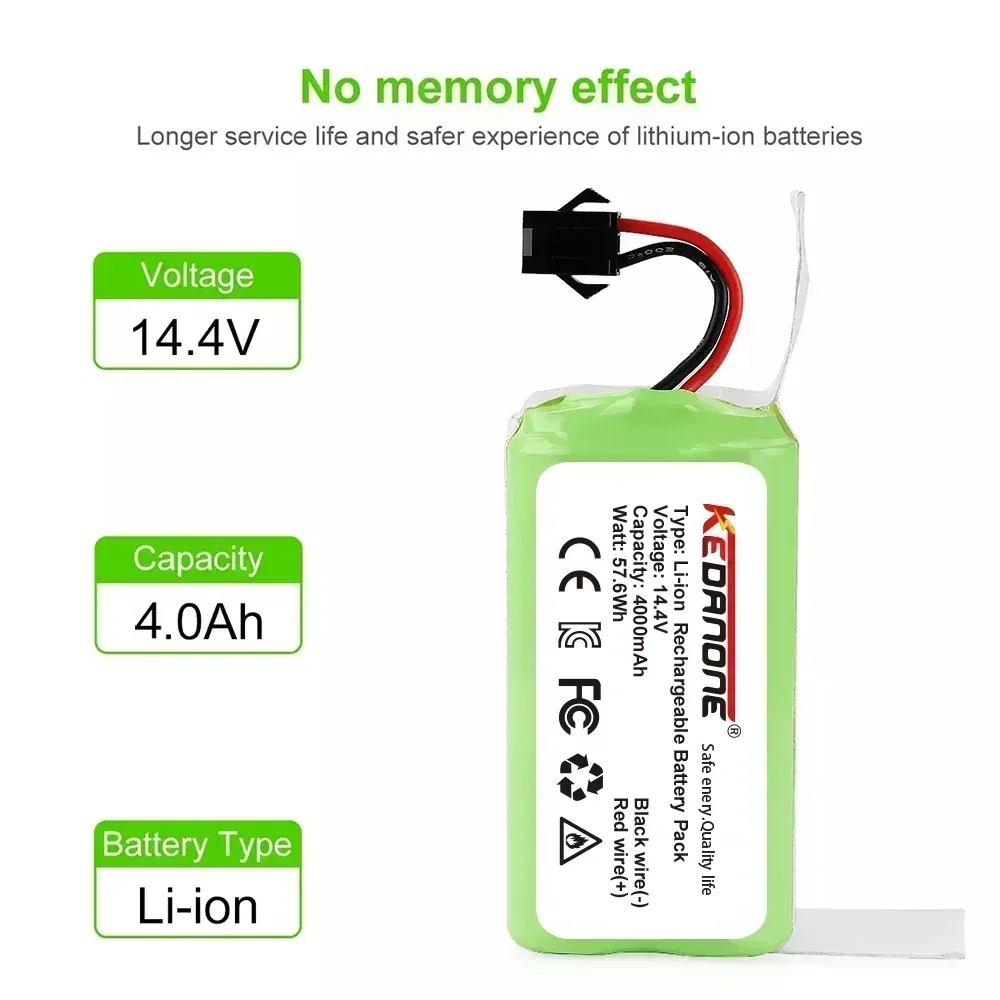 Genuine 14.4V 2600mAh Li-ion Battery for Conga Excellence 990 1090 1790 1990 Ecovacs Deebot N79 N79S DN622, Eufy Robovac 30 35C
Genuine 14.4V 2600mAh Li-ion Battery for Conga Excellence 990 1090 1790 1990 Ecovacs Deebot N79 N79S DN622, Eufy Robovac 30 35C