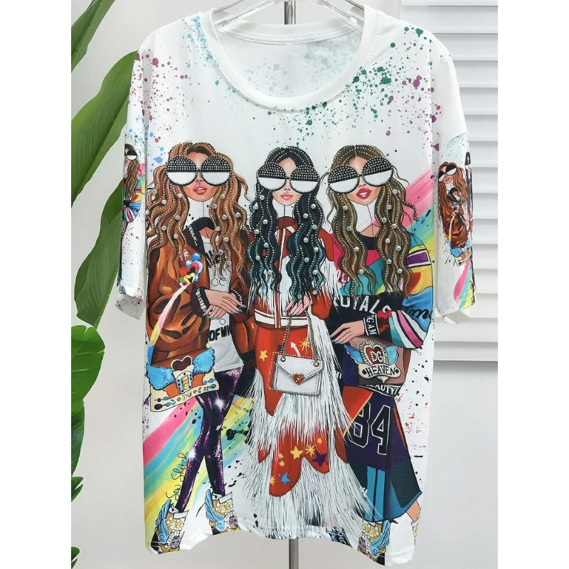 Печать тяжелых промышленных бусин, Горячая Быстрая свободная повседневная женская тонкая накидка на живот, универсальные Короткие рукава 
Печать тяжелых промышленных бусин, Горячая Быстрая свободная повседневная женская тонкая накидка на живот, универсальные Короткие рукава