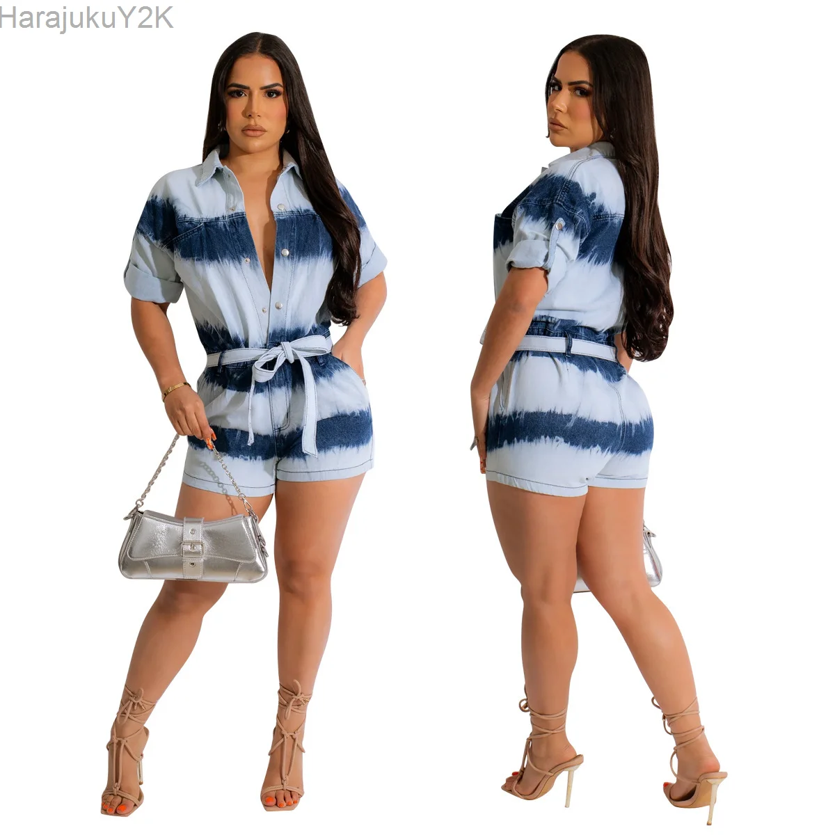 Women Tie Dye Printed Single Breasted with Sashes Short Sleeve Jumpsuit 2023 Summer Street Romper One Piece Set Playsuit
Women Tie Dye Printed Single Breasted with Sashes Short Sleeve Jumpsuit 2023 Summer Street Romper One Piece Set Playsuit
