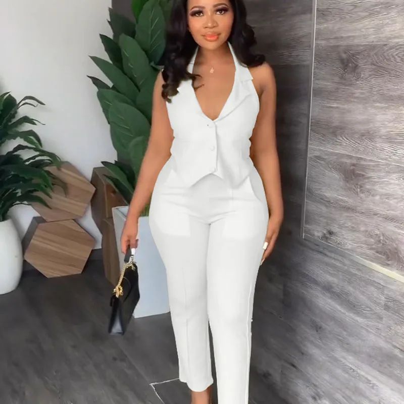 Elegant Workwear 2 Peice Set for Women Matching Sets Halter Backless Crop Top and Pants Office Lady Club Festival Outfit Elegant
Elegant Workwear 2 Peice Set for Women Matching Sets Halter Backless Crop Top and Pants Office Lady Club Festival Outfit Elegant