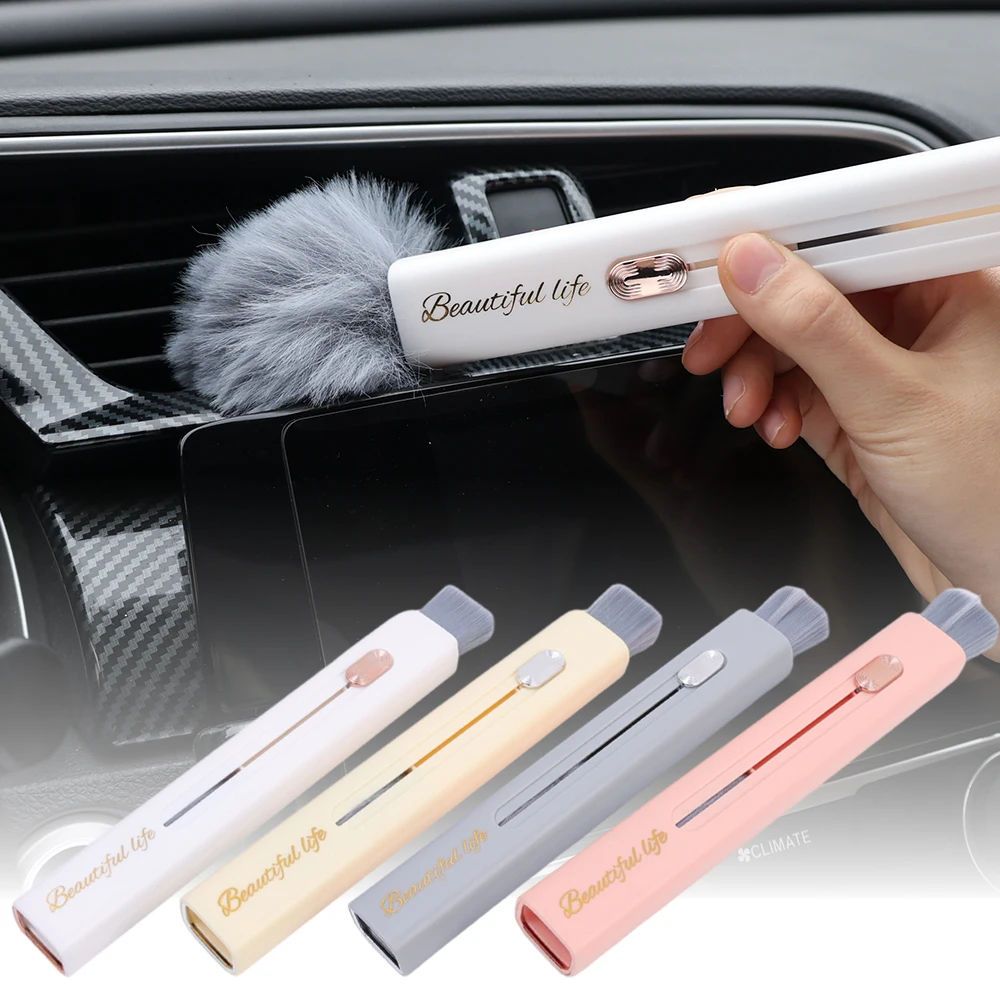 

Car Interior Cleaning Brush Air Conditioning Vent Washing Tools Static Replaceable Soft Brush Interior Crevice Dusting Brushes