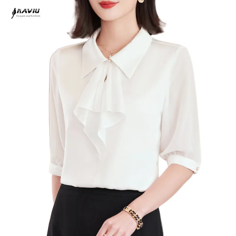 White Chiffon Half Sleeve Shirt Women 2023 New Summer Fashion Temperament Formal High End Blouses Office Ladies Work Tops
White Chiffon Half Sleeve Shirt Women 2023 New Summer Fashion Temperament Formal High End Blouses Office Ladies Work Tops