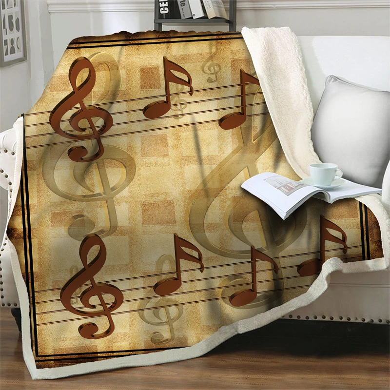 

Musical Notation 3D Printed Sherpa Plush Throw Blanket Soft Warm Blankets for Beds Couch Travel Picnic Portable Quilts Nap Cover