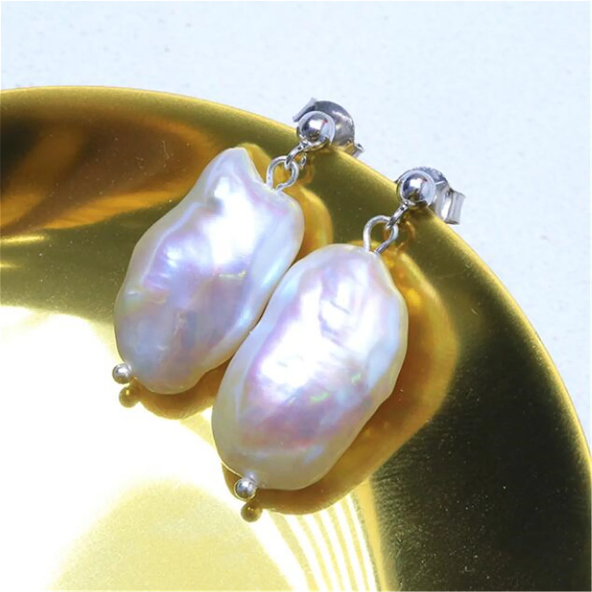 

Handmade Freshwater pearls White baroque pearl earrings Silver Women Handmade Custom Ear Cuff Crystal Gold Anniversary Platinum