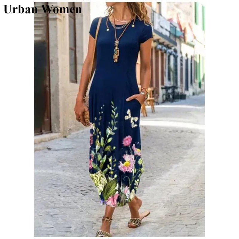 Summer Fashion Printed Dress Women Casual Loose Round Neck Short Sleeved Pullover Dress Women
Summer Fashion Printed Dress Women Casual Loose Round Neck Short Sleeved Pullover Dress Women