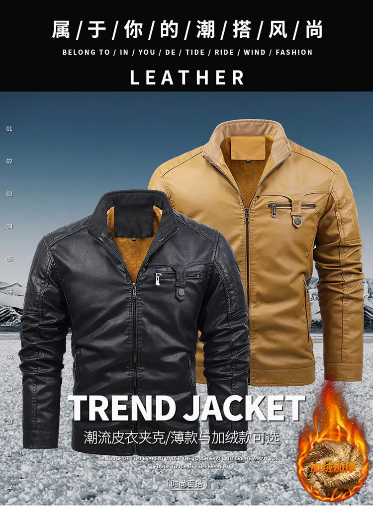 New Fleece Leather Jacket Men's Plus Velvet Men Winter Warm Motorcycle Thickened Leather Coat Man fleece Autumn PU Leather Coats 2 Mallzona S714dd8e865b943bdb9b19301120af73dm New Fleece Leather Jacket Men's Plus Velvet Men Winter Warm Motorcycle Thickened Leather Coat Man fleece Autumn PU Leather Coats Mallzona