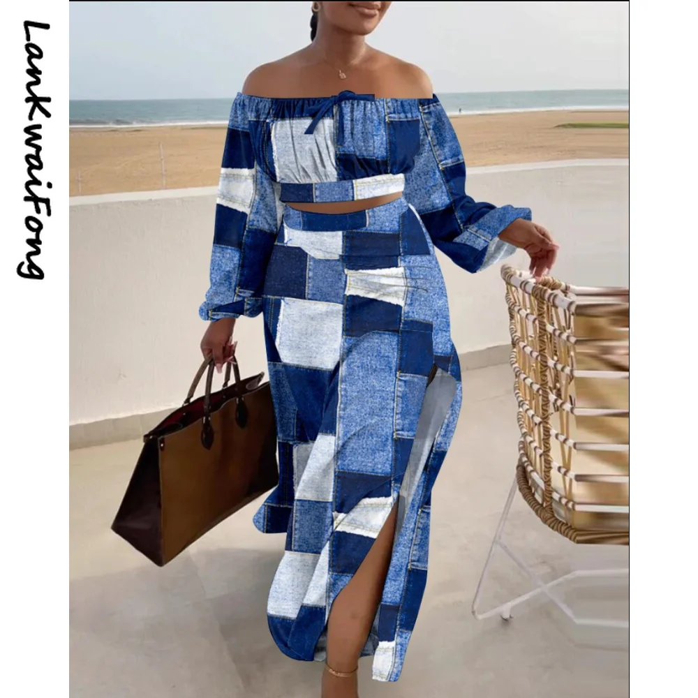 LKF New Style Temperament Women's Printed Long-sleeved Waist Strapless Slit Long Skirt Casual Loose Skirt Two-piece Set
LKF New Style Temperament Women's Printed Long-sleeved Waist Strapless Slit Long Skirt Casual Loose Skirt Two-piece Set