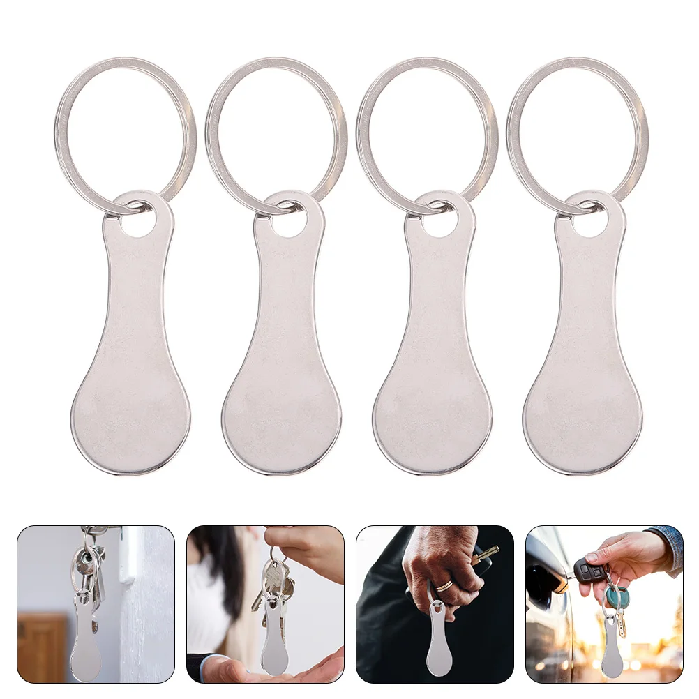 

Shopping Trolley Cart Key Token Coin Tokens Holder Quarter Ring Compact Rings Metal Grocery Keyring Stainless Steel Portable