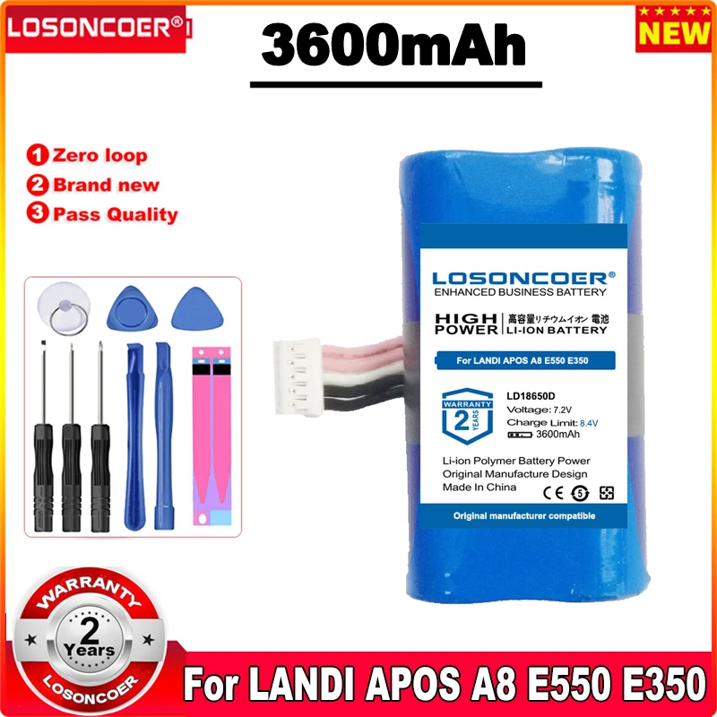 LOSONCOER New LD18650D 3600mAh Battery For LANDI APOS A7 A8 E550 E350 N910/G ipos
LOSONCOER New LD18650D 3600mAh Battery For LANDI APOS A7 A8 E550 E350 N910/G ipos