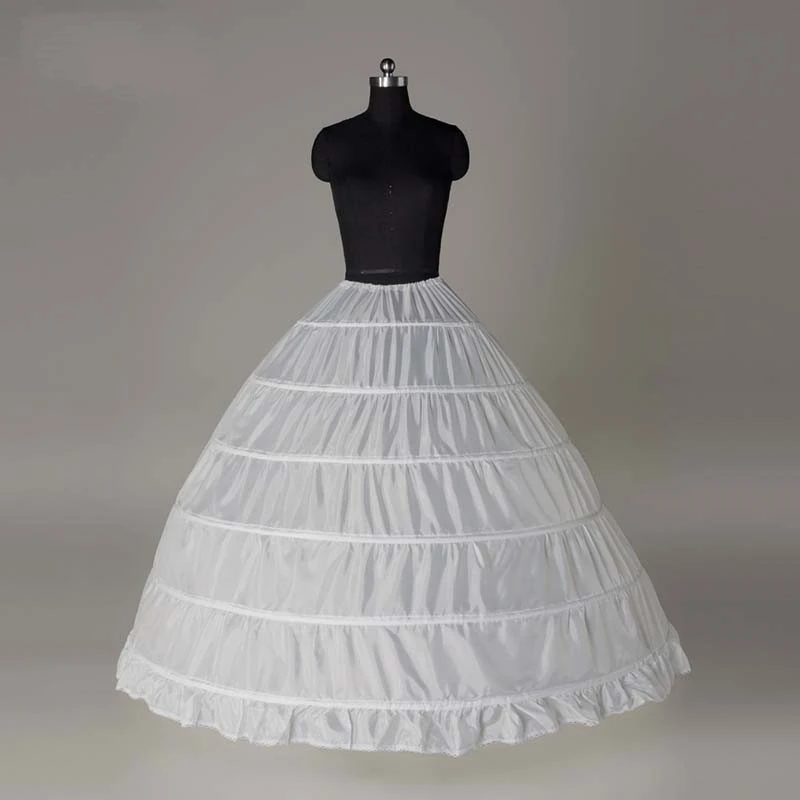 

Women's 6 Hoop Skirt Crinoline Bridal Petticoat for Wedding Dress A-Line White Tulle Underskirt Floor Length Half Slips التنانير