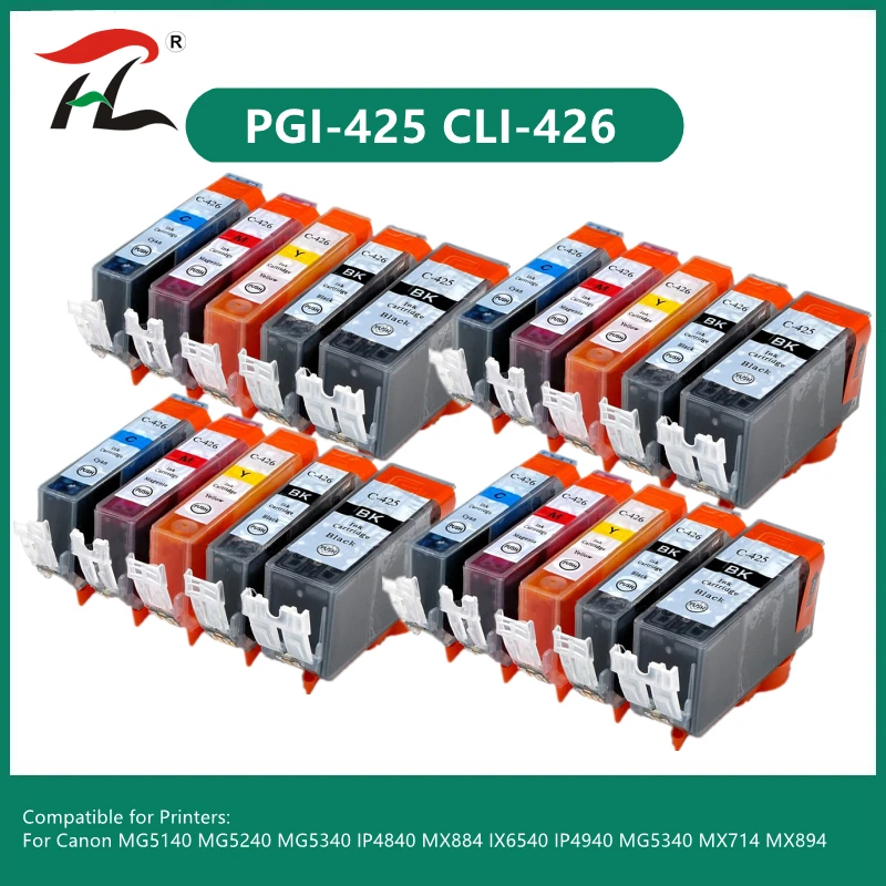 425XL 426XL For Canon PGI425 PGI-425 CLI-426 Compatible Ink cartridge For Canon PIXMA IP4840 IP4940 IX6540 MG5140 5240 Printer
425XL 426XL For Canon PGI425 PGI-425 CLI-426 Compatible Ink cartridge For Canon PIXMA IP4840 IP4940 IX6540 MG5140 5240 Printer