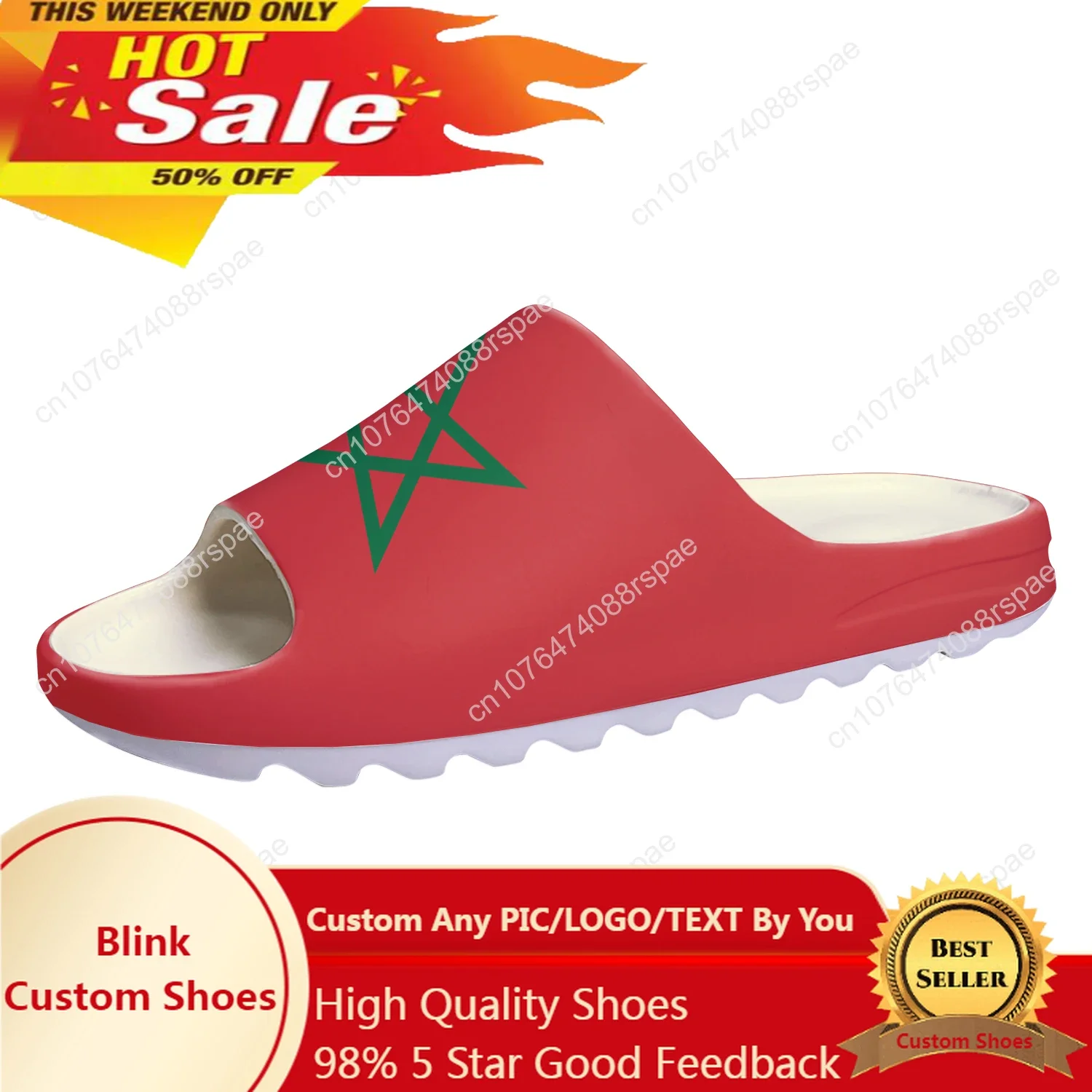 

Сандалии с марокканским флагом на мягкой подошве, сабо для дома, обувь для воды, для мужчин и женщин, подростков, для ванной комнаты, марокканские сандалии под заказ