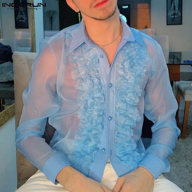 Fashion Well Fitting Tops INCERUN Men's Ruffled Edge Perspective Design Shirts Casual Thin Lapel Long Sleeved Blouse S-5XL 2024
Fashion Well Fitting Tops INCERUN Men's Ruffled Edge Perspective Design Shirts Casual Thin Lapel Long Sleeved Blouse S-5XL 2024