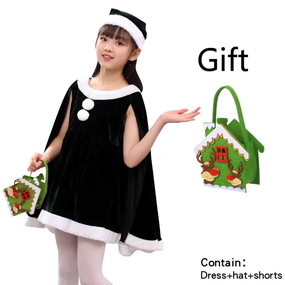 Velvet Cape Kids Girls Red/Green Cloak Santa Claus Costume Christmas Gift With Shorts Hat Cosplay Clothes Dress Up
Velvet Cape Kids Girls Red/Green Cloak Santa Claus Costume Christmas Gift With Shorts Hat Cosplay Clothes Dress Up