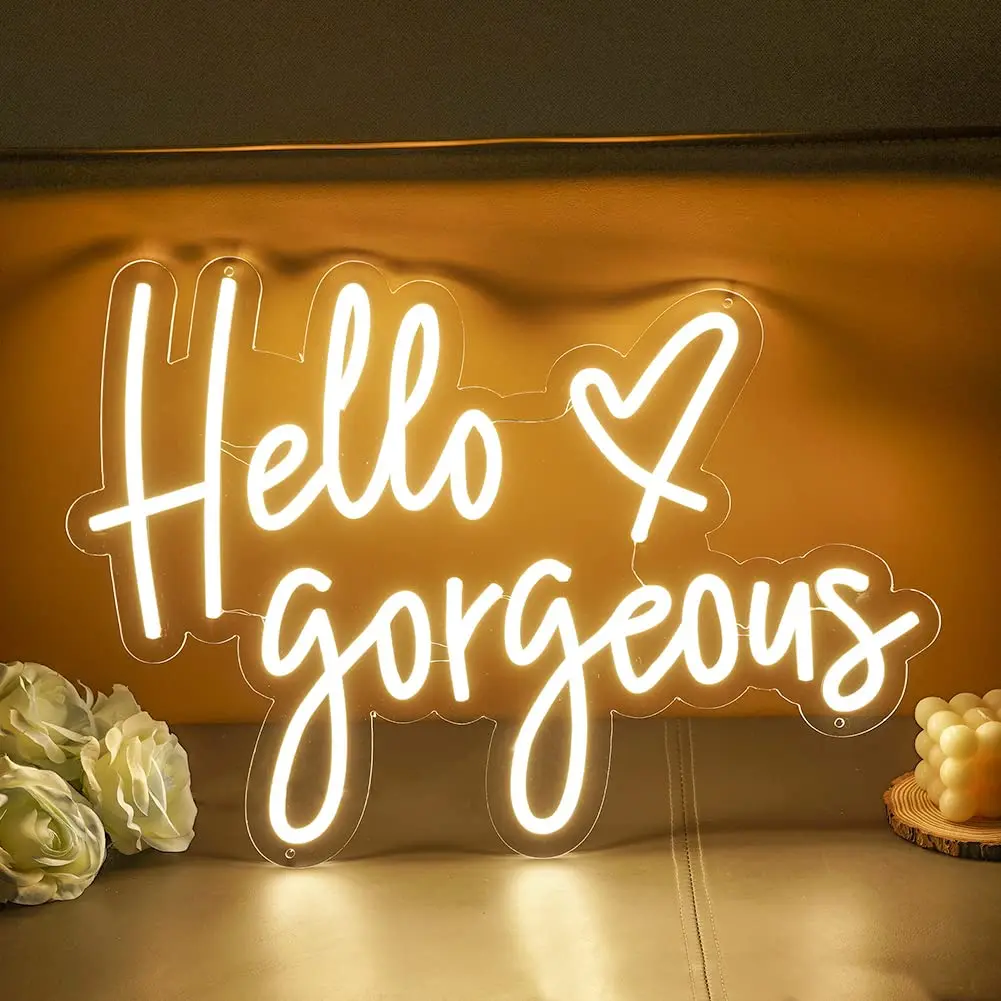 

Hello Gorgeous Neon sign Led Neon Light Salon Office Decor Wedding Decor Best Engagement Gift Party Sign Home Wall Decoration