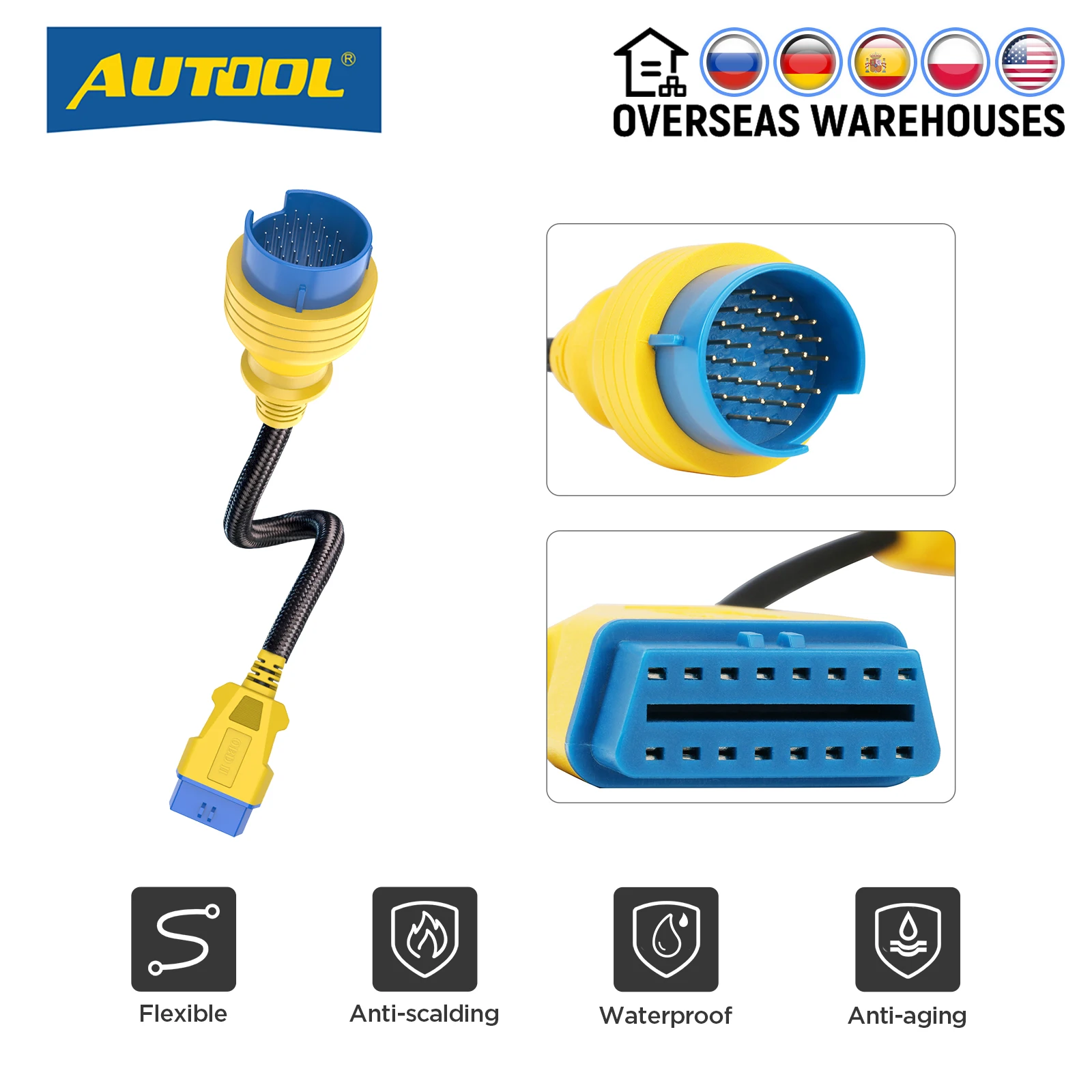 AUTOOL OBD2 Extension Cable Adapter Connector 38PIN 16PIN for Mercedes Benz OBDII Adapter Extension Cable 42CM Pure Copper Core
AUTOOL OBD2 Extension Cable Adapter Connector 38PIN 16PIN for Mercedes Benz OBDII Adapter Extension Cable 42CM Pure Copper Core