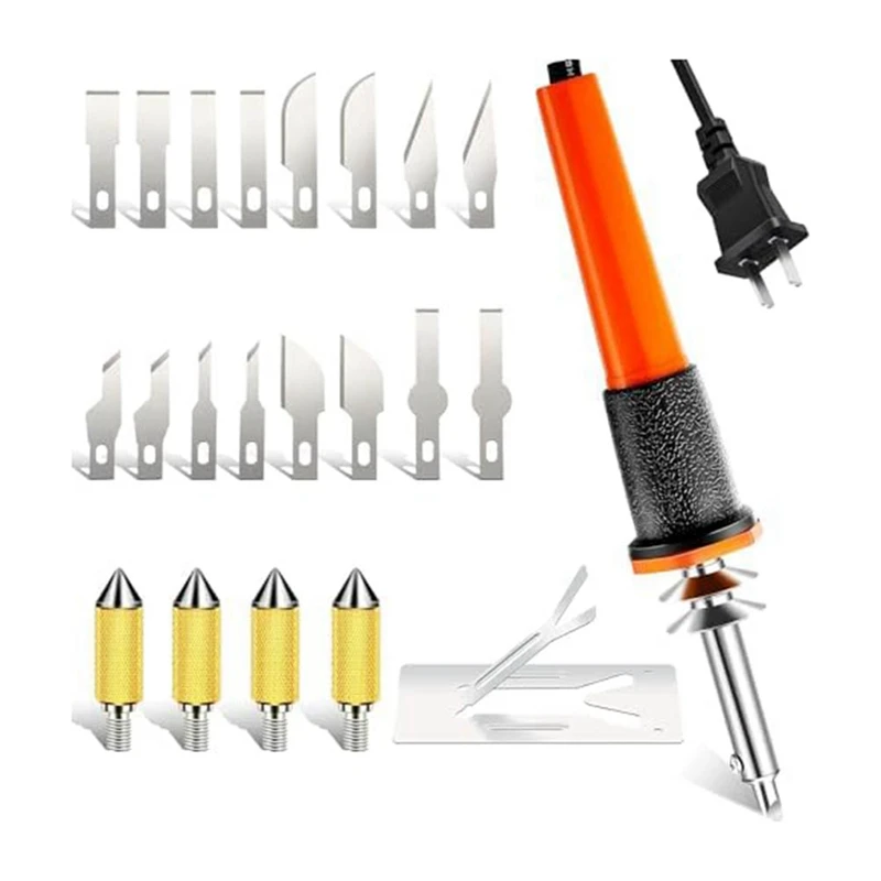 22-Piece Electric Hot Knife Cutter Tool Kit With Heat Cutter Stencil Cutter, For Soft Thin Plastic Cloth Stencil US Plug
22-Piece Electric Hot Knife Cutter Tool Kit With Heat Cutter Stencil Cutter, For Soft Thin Plastic Cloth Stencil US Plug